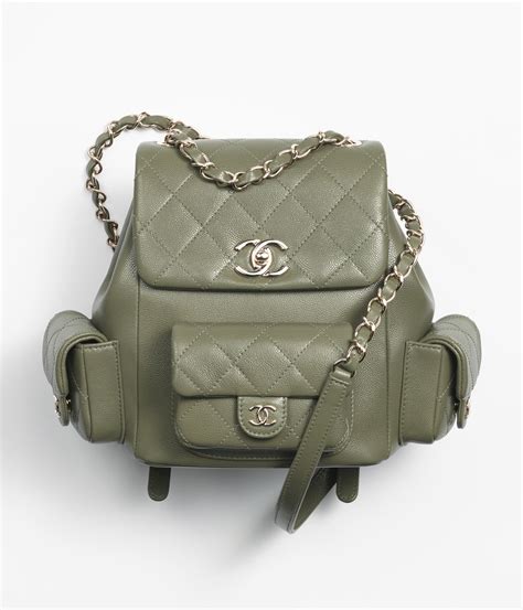 chanel 22 khaki|Chanel 22 backpack, Calfskin & silver metal, khaki — Fashion.